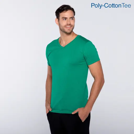Men’s V-Neck Short Sleeve T-Shirt · 50% Cotton 50% Polyester